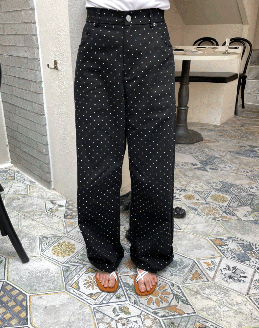 쇼코 도트 반밴딩 pants (black)